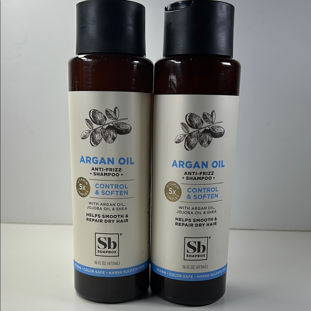 2 New Soapbox Argan Oil Anti-Frizz Shampoos